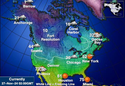 USA Alaska Bản đồ nhiệt độ thời tiết 