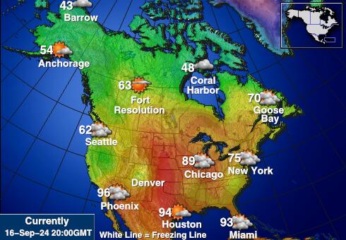 米国アラスカ州 天気温度マップ 