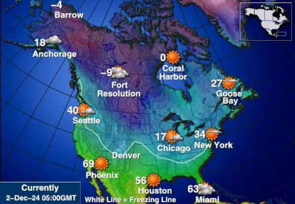 EE.UU. Arizona Mapa de temperatura Tiempo 