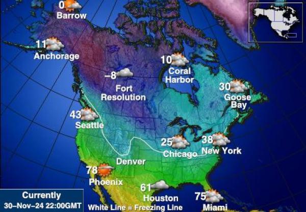 米国アリゾナ州 天気温度マップ 