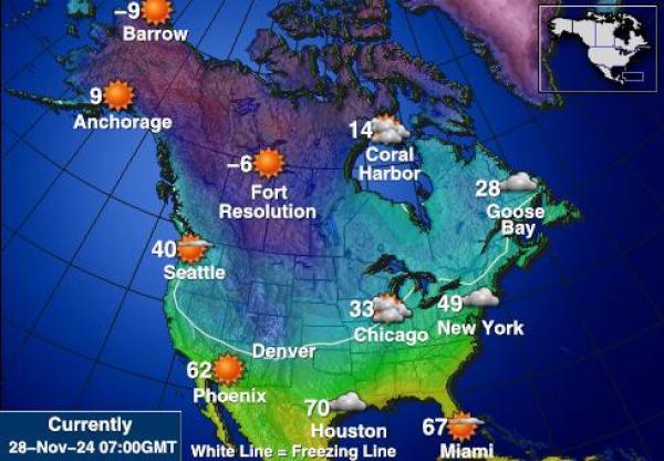 USA Arkansas Temperatura Mapa pogody 