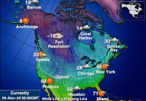 米国アーカンソー州 天気温度マップ 