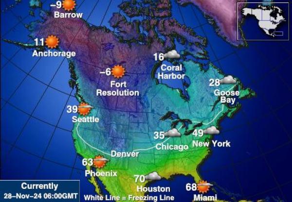 Usa Kalifornien Vädertemperaturkarta 