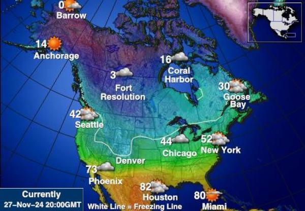 USA Kalifornien Wetter Temperaturkarte 