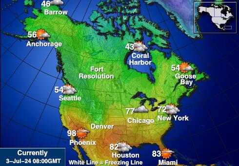SAD Kolorado Vremenska prognoza, Temperatura, karta 