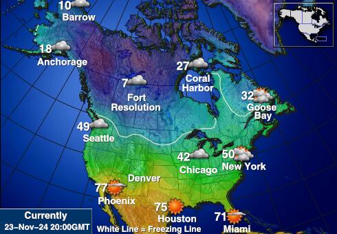 USA Connecticut Wetter Temperaturkarte 