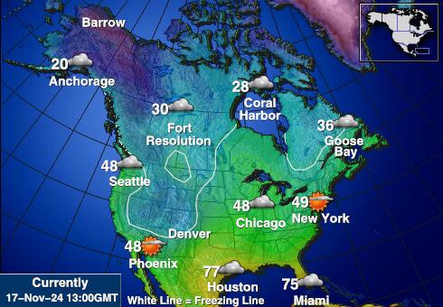 USA Connecticut Mapa temperatura Tempo 