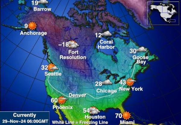 米国デラウェア州 天気温度マップ 