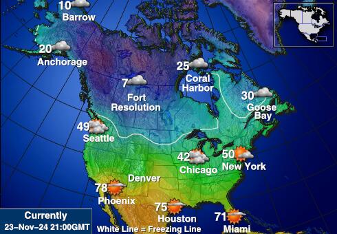 USA Delaware Wetter Temperaturkarte 