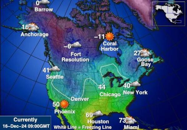 ABD Columbia Bölge Hava sıcaklığı haritası 