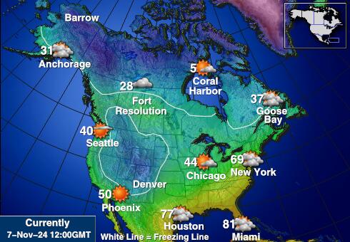 USA District of Columbia Wetter Temperaturkarte 