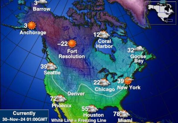 États-Unis USA Géorgie Carte des températures de Météo 