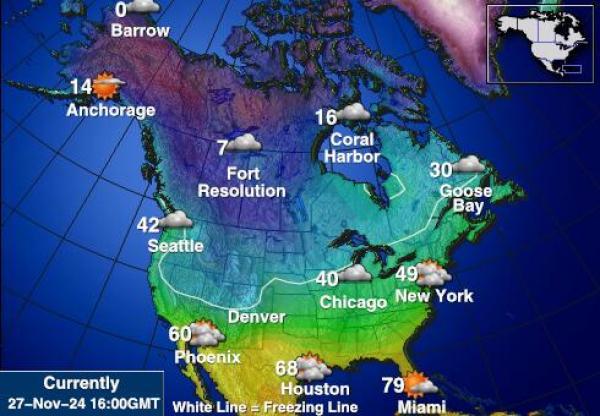 USA Georgien Vejret temperatur kort 