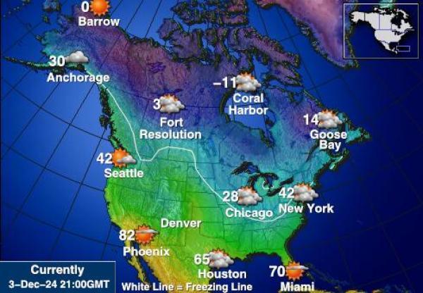 EE.UU. Georgia Mapa de temperatura Tiempo 