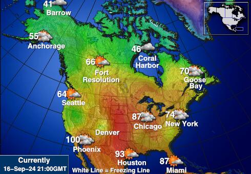 米国ジョージア州 天気温度マップ 