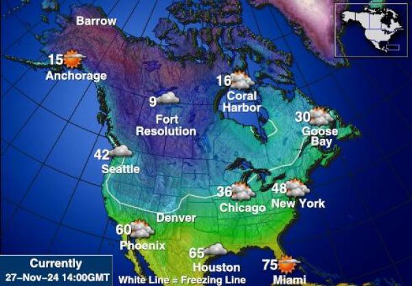 USA Hawaii Vejret temperatur kort 