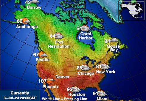 संयुक्त राज्य अमेरिका इंडियाना मौसम का तापमान मानचित्र 