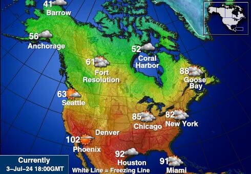 USA Maine Bản đồ nhiệt độ thời tiết 