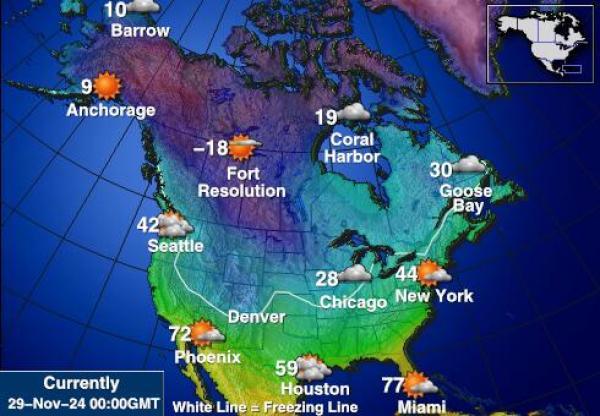 USA Massachusetts Weer temperatuur kaart 