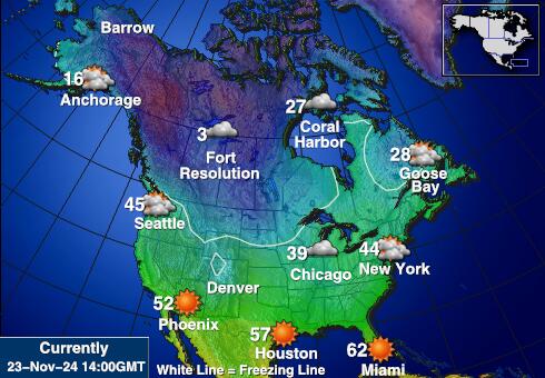 USA Michigan Veður hitastig kort 