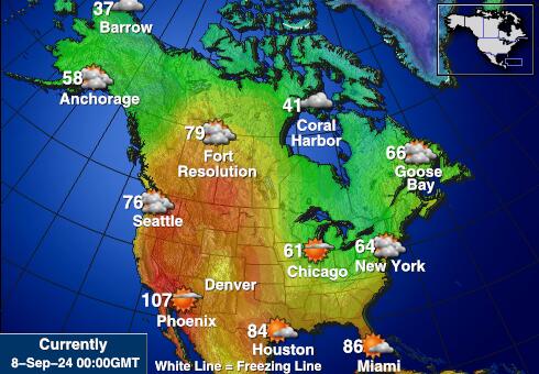 USA North carolina Weather Temperature Map 