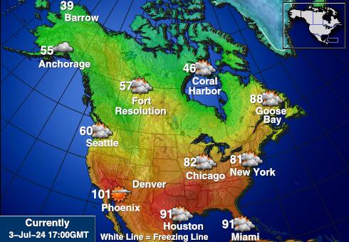 USA Bắc dakota Bản đồ nhiệt độ thời tiết 