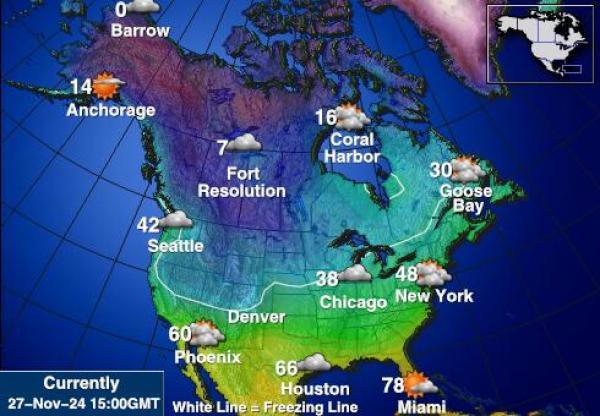 USA Rhode Island Vejret temperatur kort 