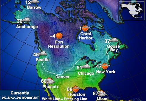 USA Tennessee Weer temperatuur kaart 