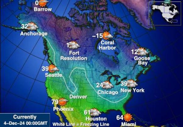 USA United States Weather Temperature Map 