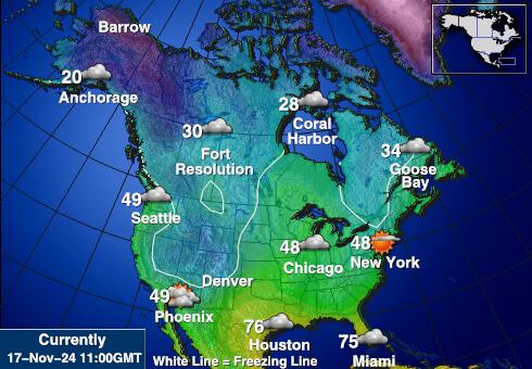 USA United States Mapa temperatura Tempo 