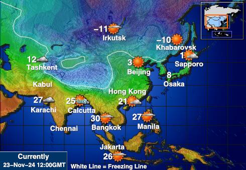 Úsbekistan Veður hitastig kort 