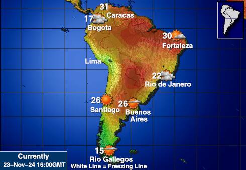 Venezuela Carte des températures de Météo 