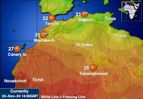 Sahara occidental Carte des températures de Météo 