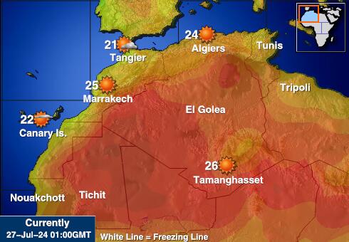 مغربی صحرا موسم درجہ حرارت کا نقشہ 