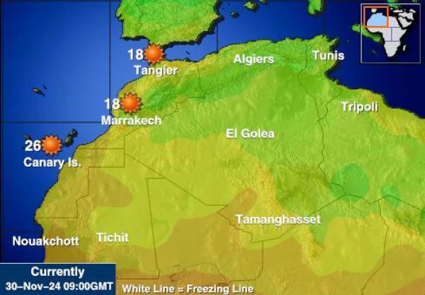 Západní Sahara Mapa počasí teplota 