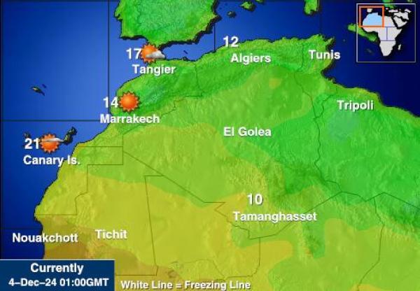 Westelijke Sahara Weer temperatuur kaart 