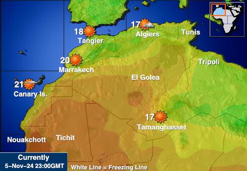 Länsi-Sahara Sää lämpötila kartta 