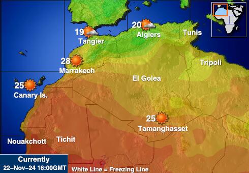 Lääne-Sahara Ilm temperatuur kaart 