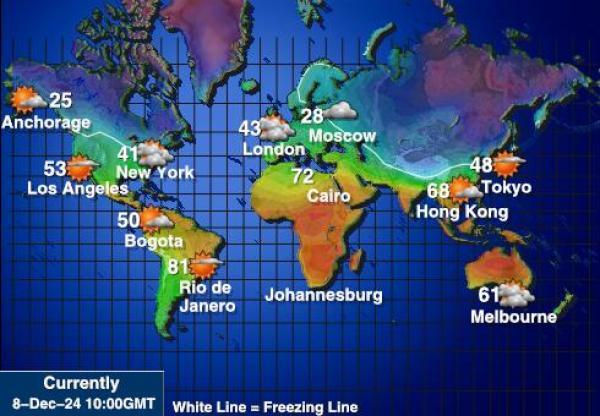 Mundo Mapa de temperatura Tiempo 