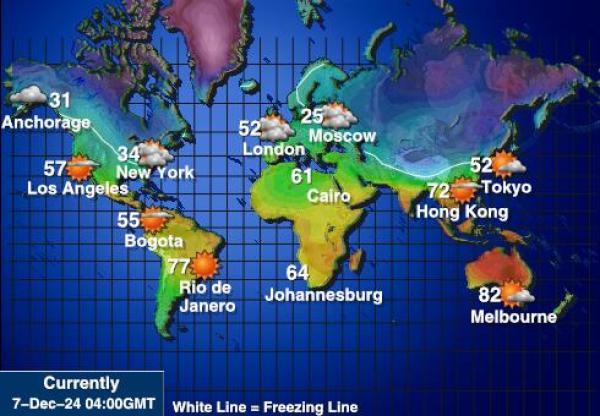 Mundo Mapa de temperatura Tiempo 