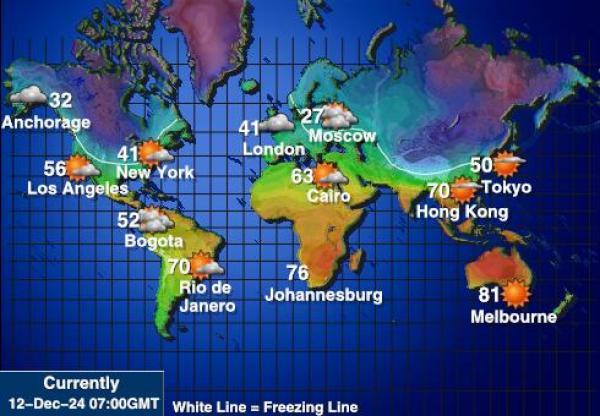 Mundo Mapa de temperatura Tiempo 