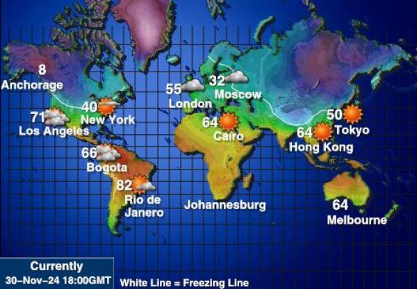 Svijet Vremenska prognoza, Temperatura, karta 