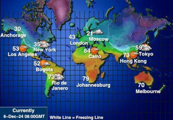 Mundo Mapa de temperatura Tiempo 