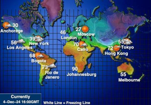 Mundo Mapa de temperatura Tiempo 