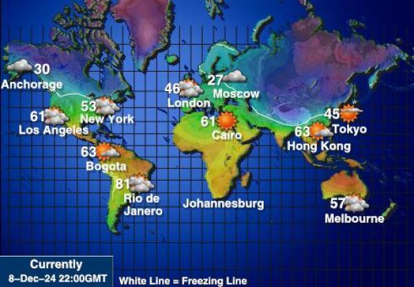 Mundo Mapa de temperatura Tiempo 