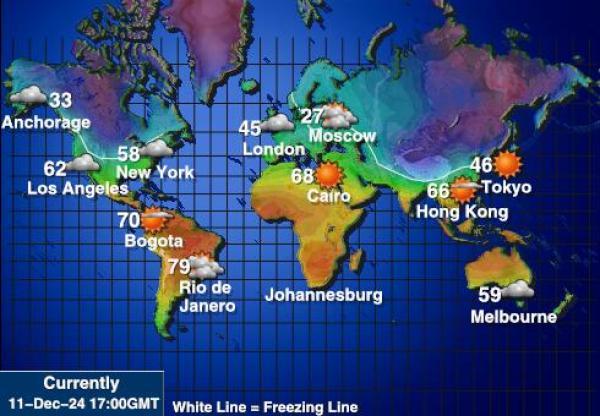 Mundo Mapa de temperatura Tiempo 