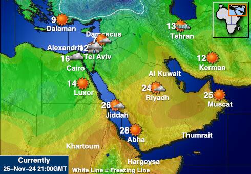 Jemen Weer temperatuur kaart 