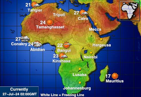 Zambija Vremenska prognoza, Temperatura, karta 