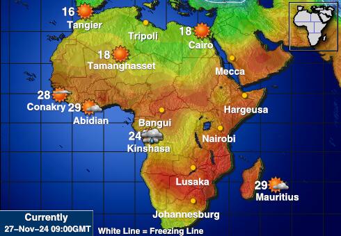 Zambia Harta temperaturii vremii 