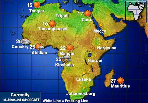 Zambija Vreme Temperatura Zemljevid 